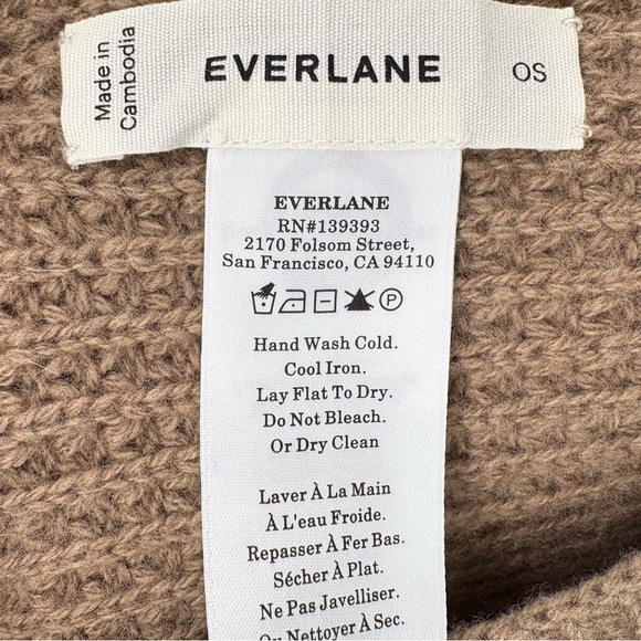 Everlane The Waffle Knit Scarf 100% Wool | RWS Certified | One Size | Camel Tan - Picture 6 of 7
